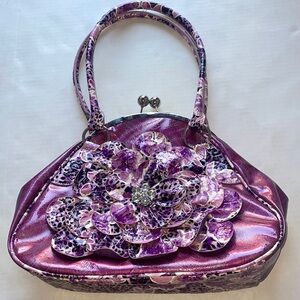 Hananel Floral Rhinestoned Purse
